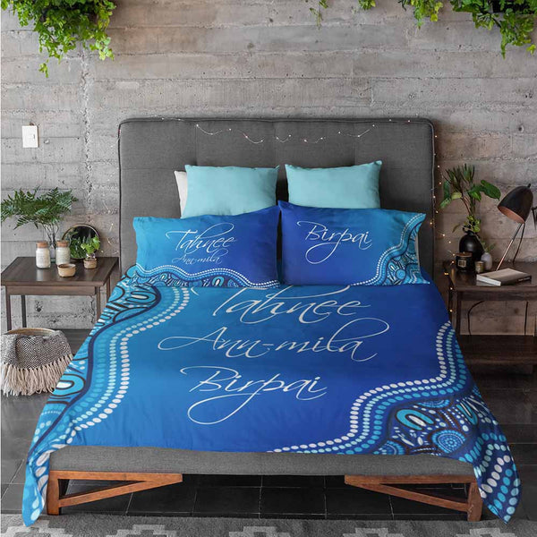 Indigenous Blue Indigenous Art Personalised Quilt Cover Set