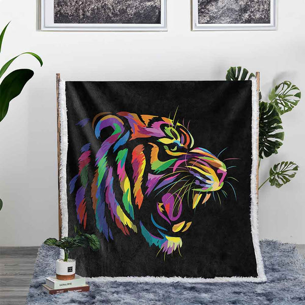 Bright Tiger Plush Sherpa Blankets Bright Tiger Roar Blanket