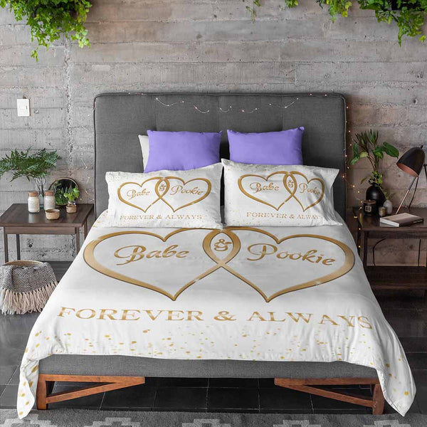 Personalised Couples White Personalised Quilt Cover Set