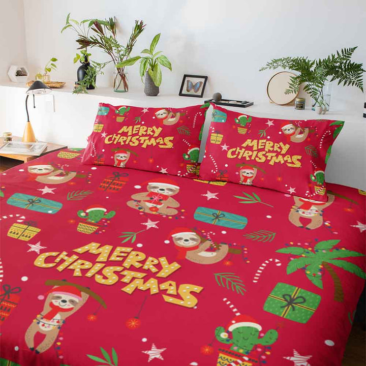 Merry Christmas Sloth Merry Christmas Sloth Quilt Cover Set