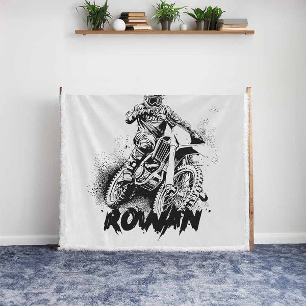 Personalised Plush Sherpa Blankets Motorbike Personalised Blanket