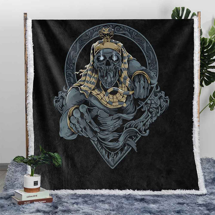 Pharaoh Skull Plush Sherpa Blankets Pharaoh Skull Blanket