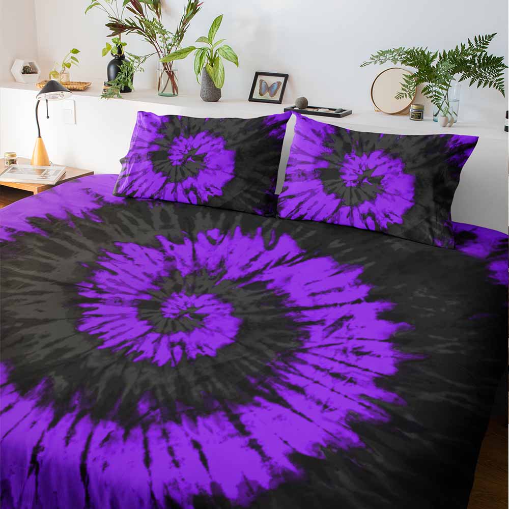 Purple Black Tie Dye Quilt Cover Set — Little Squiffy