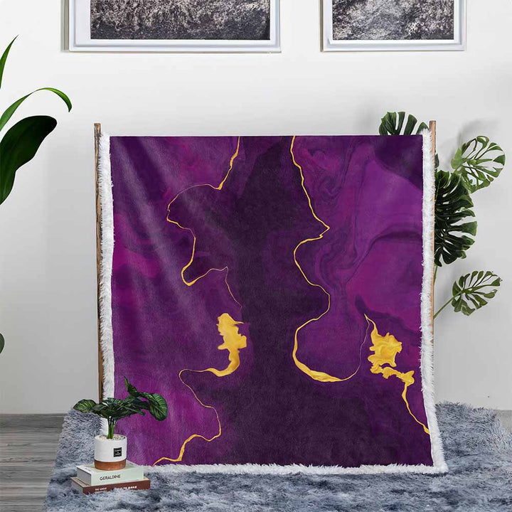 Marble Plush Sherpa Blankets Purple Marble Blanket