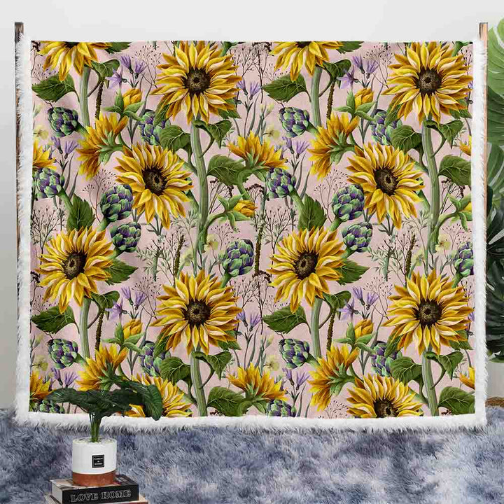 Sunflower Garden Plush Sherpa Blankets Sunflower Garden Blanket