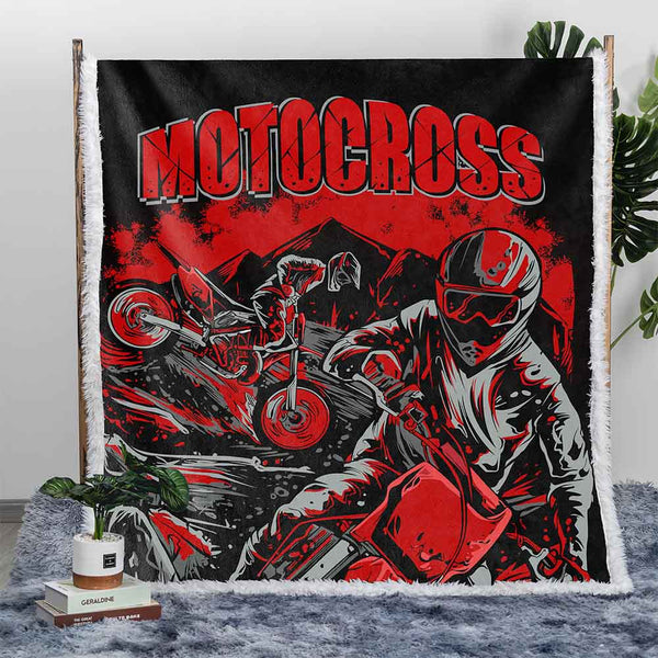 Supercross Red Plush Sherpa Blankets Supercross Red Blanket