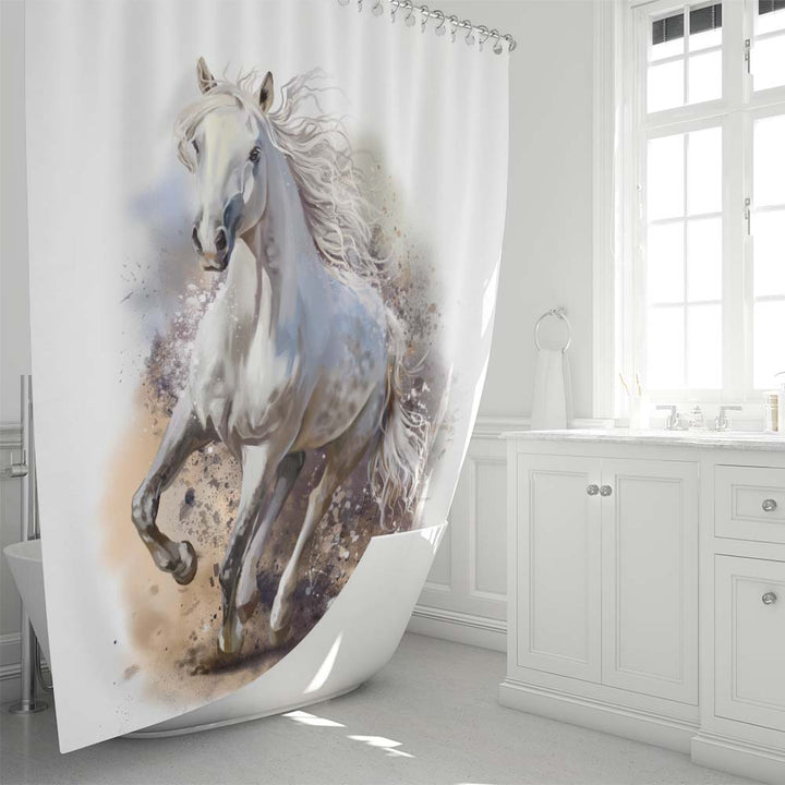 Mandala Heavens White Horse Shower Curtain