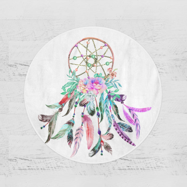 Bohemian Dreamcatcher Bohemian Dreamcatcher Round Minky Blanket