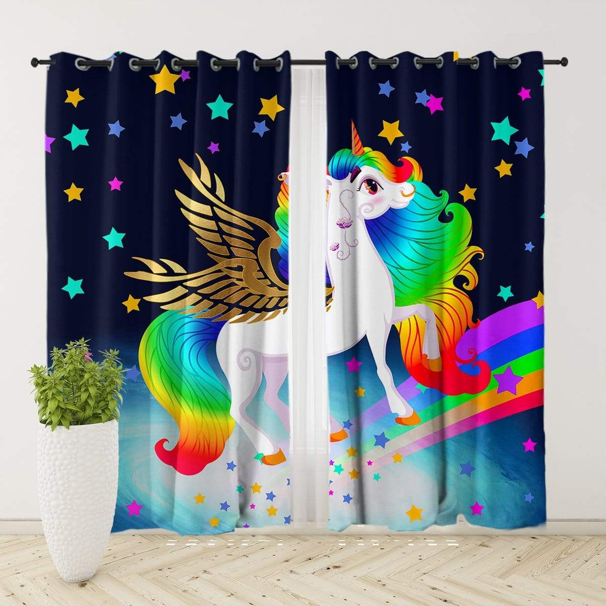 Rainbow Unicorn Curtain Set – Little Squiffy