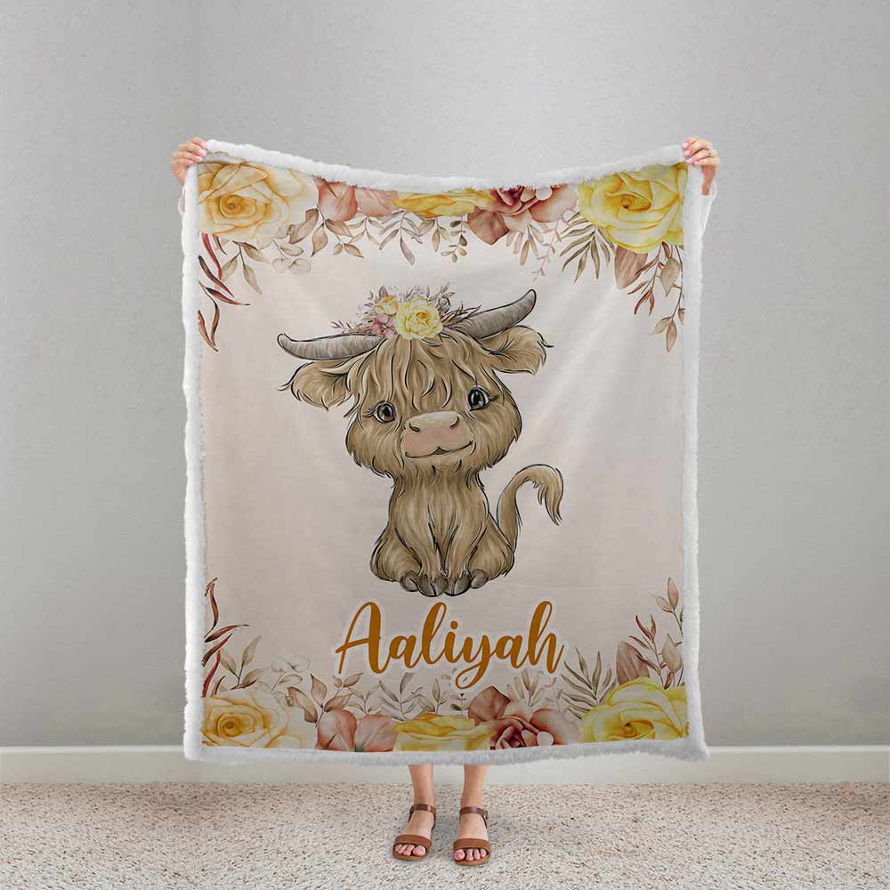 Personalized Highland Cow Girl Blanket – Baby Maes