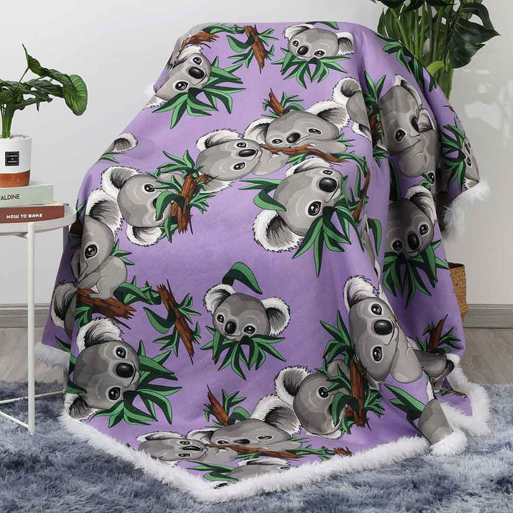 Cute Koalas Plush Sherpa Blankets Cute Koalas Blanket - Purple