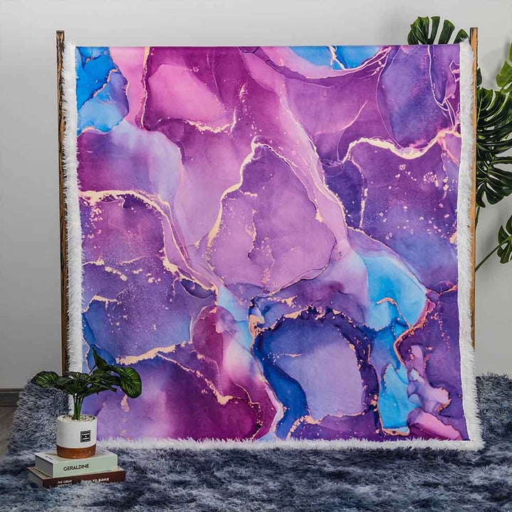 Marble Plush Sherpa Blankets Fuchsia Marble Blanket