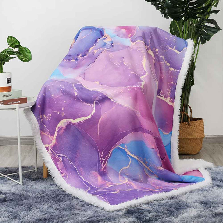 Marble Plush Sherpa Blankets Fuchsia Marble Blanket