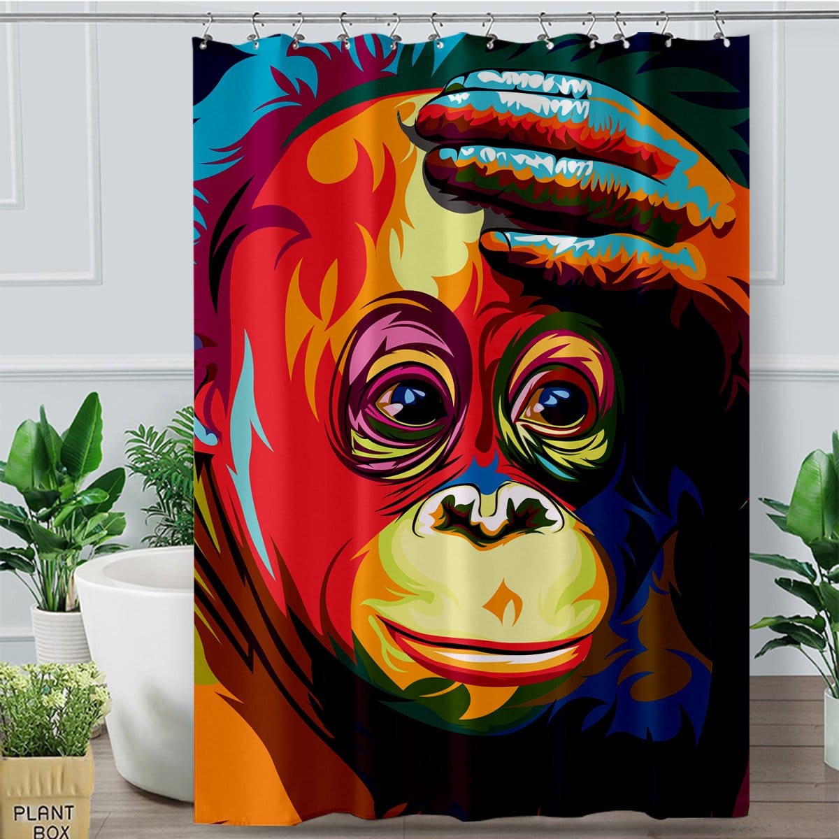 Melancholy Orangutan Shower Curtain — Little Squiffy